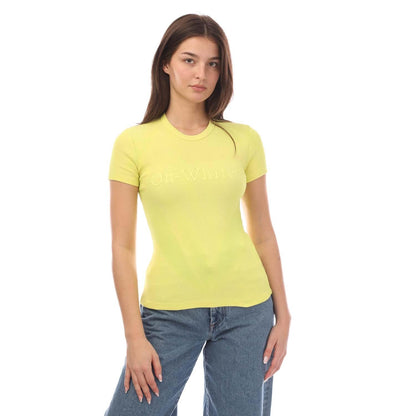 Yellow - Front - Off White Womens-Ladies Laundry Ribbed Fitted T-Shirt