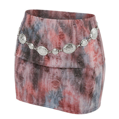 Grey - Side - Missy Empire Womens-Ladies Tie Dye Mini Skirt