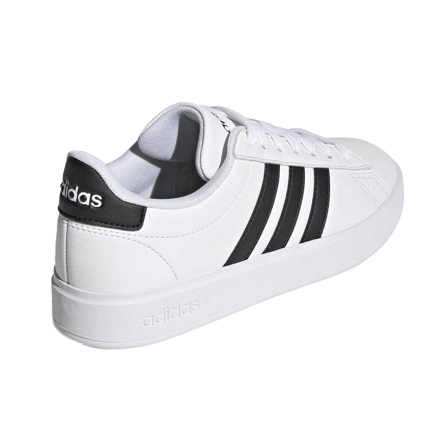 White-Black - Back - Adidas Womens-Ladies Grand Court Platform Trainers