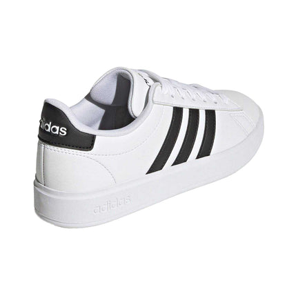 White-Black - Back - Adidas Womens-Ladies Grand Court Platform Trainers