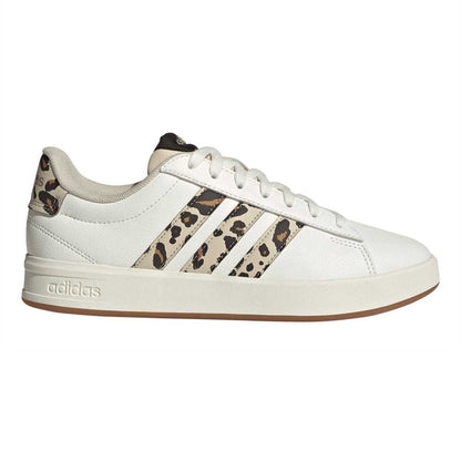 White-Leopard - Front - Adidas Womens-Ladies Grand Court Platform Trainers