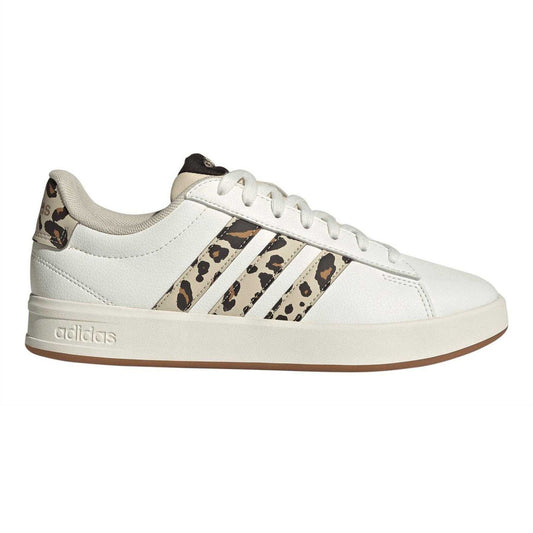 White-Leopard - Front - Adidas Womens-Ladies Grand Court Platform Trainers