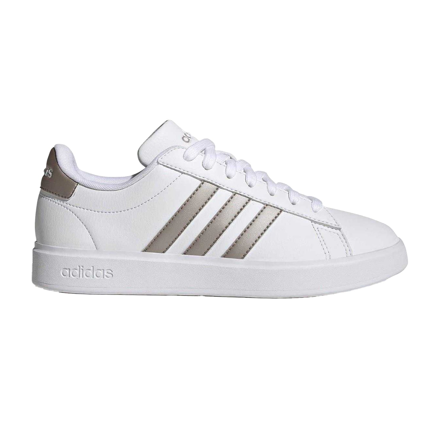 White-Platinum - Front - Adidas Womens-Ladies Grand Court Platform Trainers