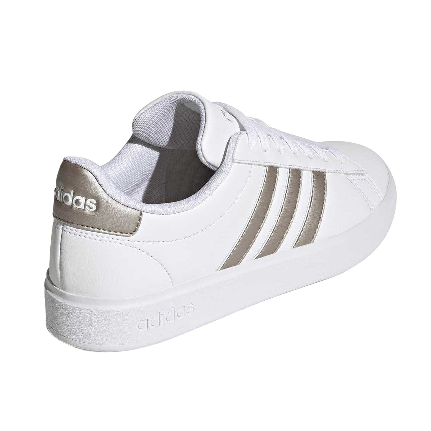 White-Platinum - Back - Adidas Womens-Ladies Grand Court Platform Trainers