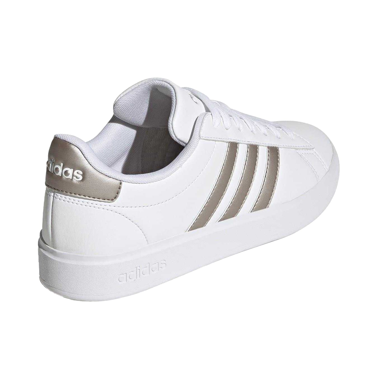 White-Platinum - Back - Adidas Womens-Ladies Grand Court Platform Trainers