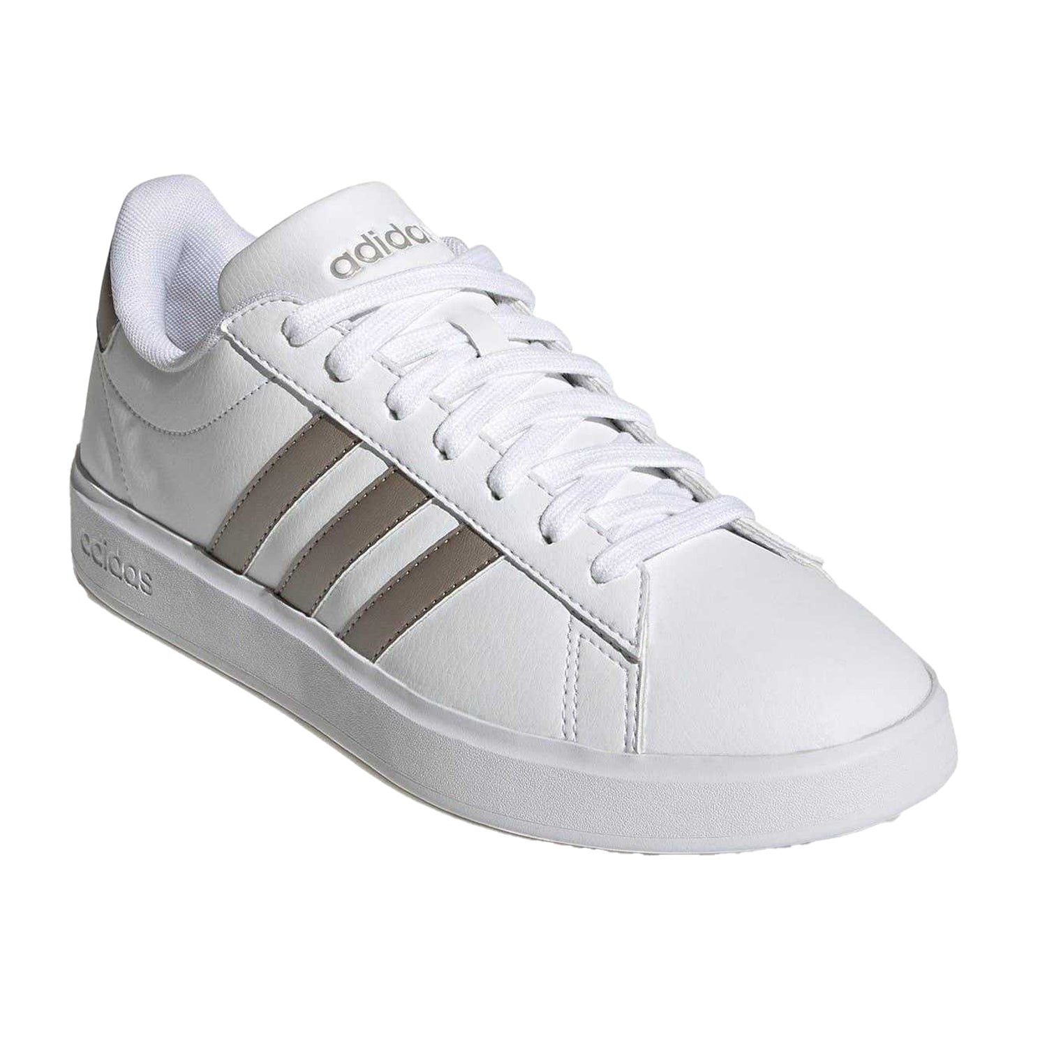 White-Platinum - Pack Shot - Adidas Womens-Ladies Grand Court Platform Trainers