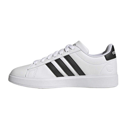 White-Black - Side - Adidas Womens-Ladies Grand Court Platform Trainers