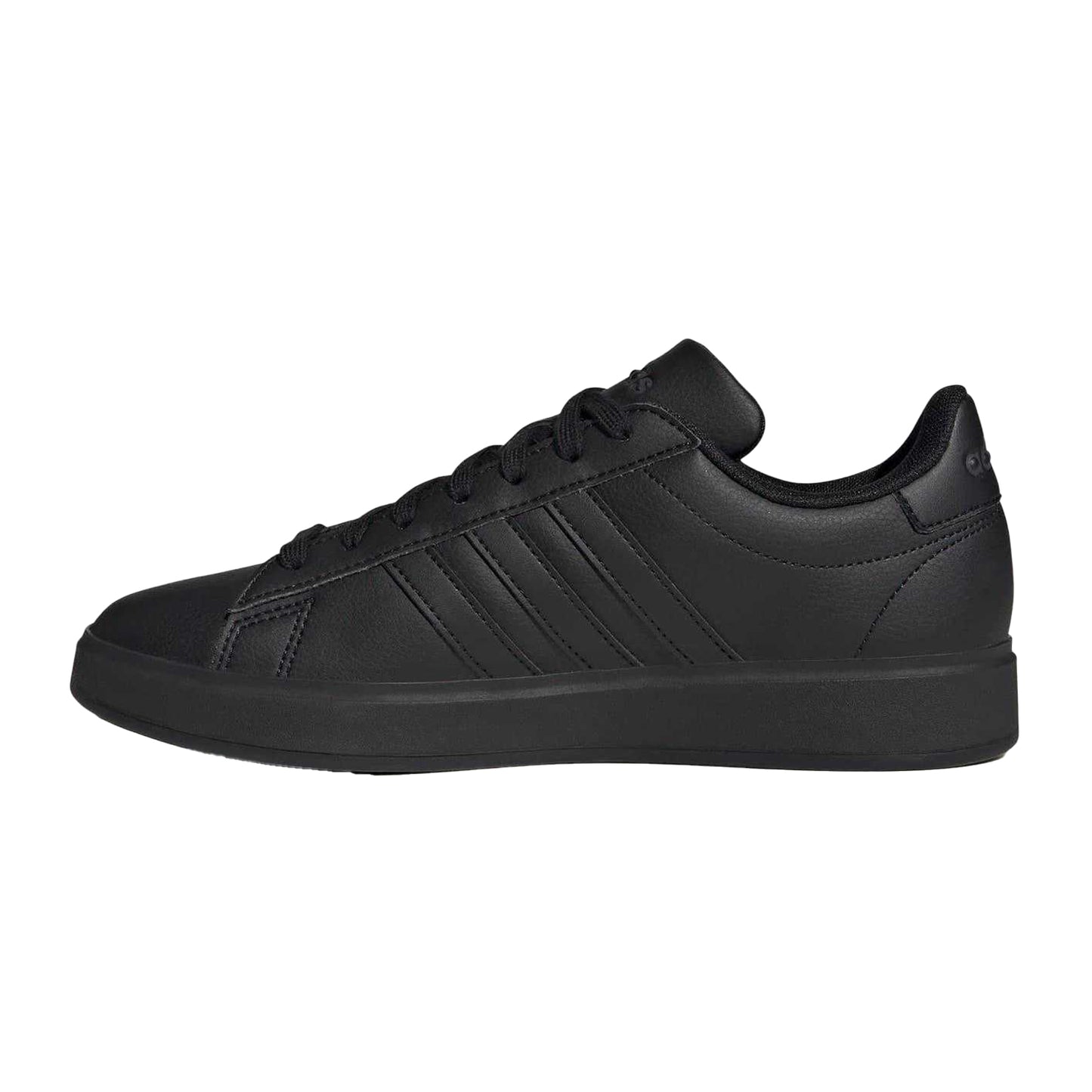 Triple Black - Side - Adidas Womens-Ladies Grand Court Platform Trainers