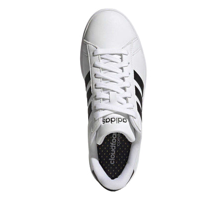 White-Black - Lifestyle - Adidas Womens-Ladies Grand Court Platform Trainers