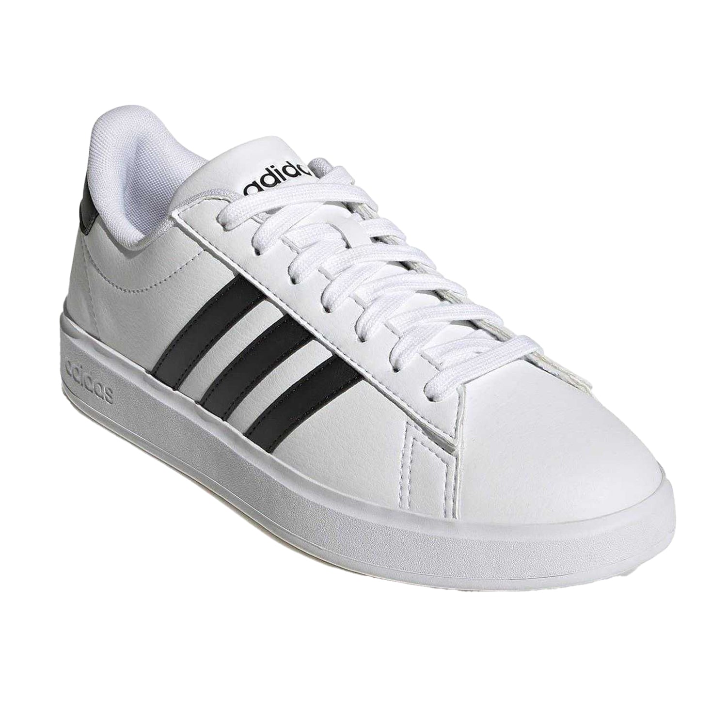 White-Black - Pack Shot - Adidas Womens-Ladies Grand Court Platform Trainers