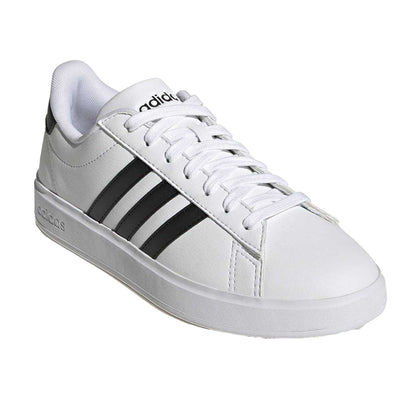 White-Black - Pack Shot - Adidas Womens-Ladies Grand Court Platform Trainers