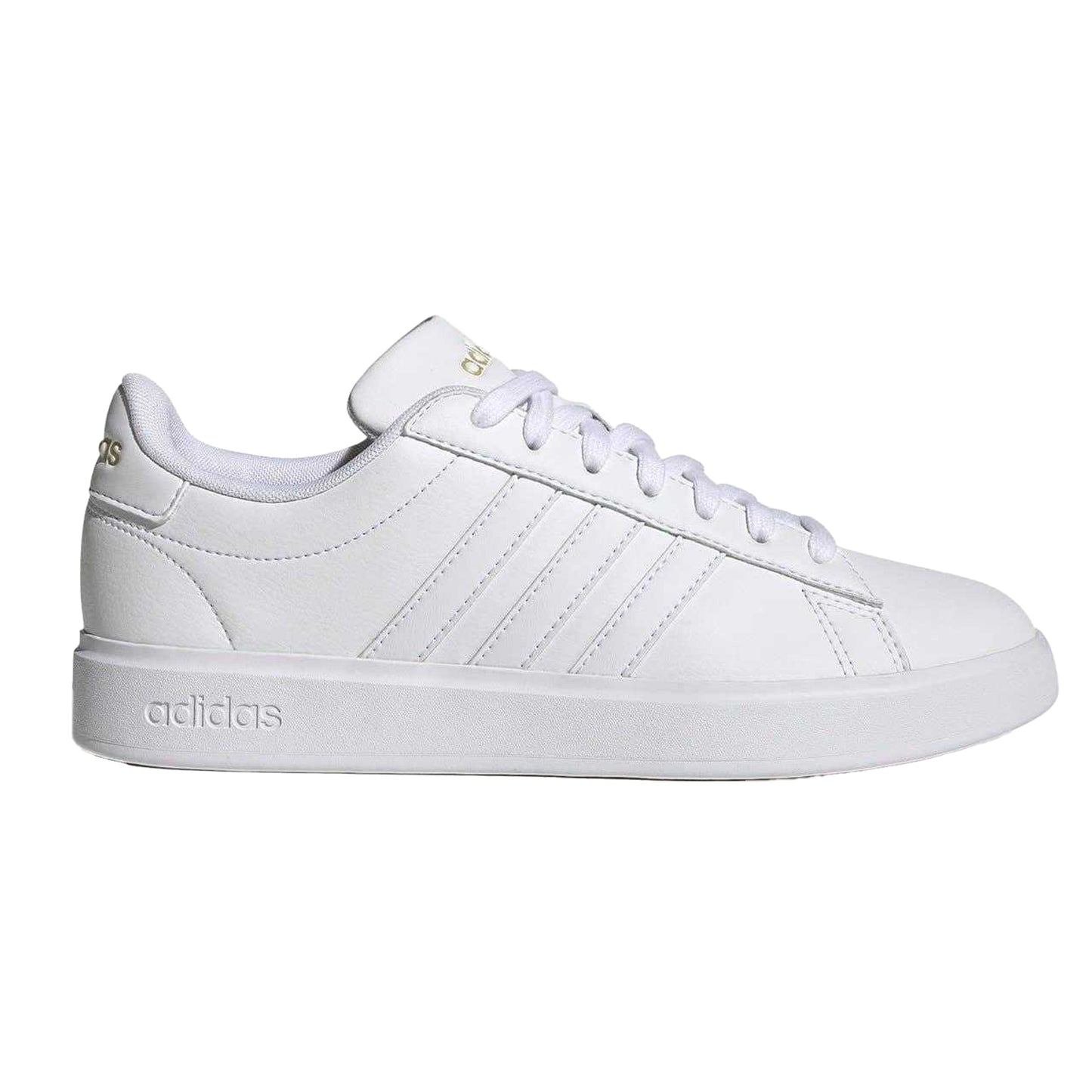 White-Gold - Front - Adidas Womens-Ladies Grand Court Platform Trainers