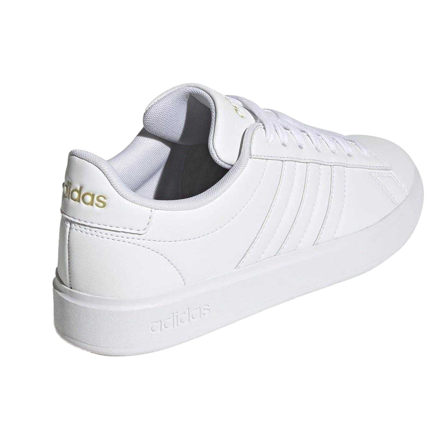 White-Gold - Back - Adidas Womens-Ladies Grand Court Platform Trainers