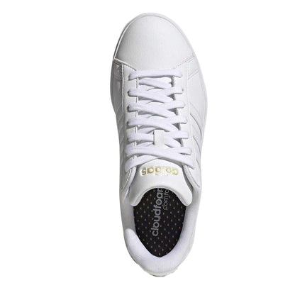 White-Gold - Lifestyle - Adidas Womens-Ladies Grand Court Platform Trainers