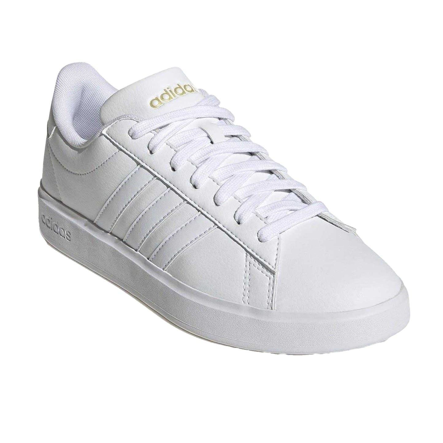 White-Gold - Pack Shot - Adidas Womens-Ladies Grand Court Platform Trainers