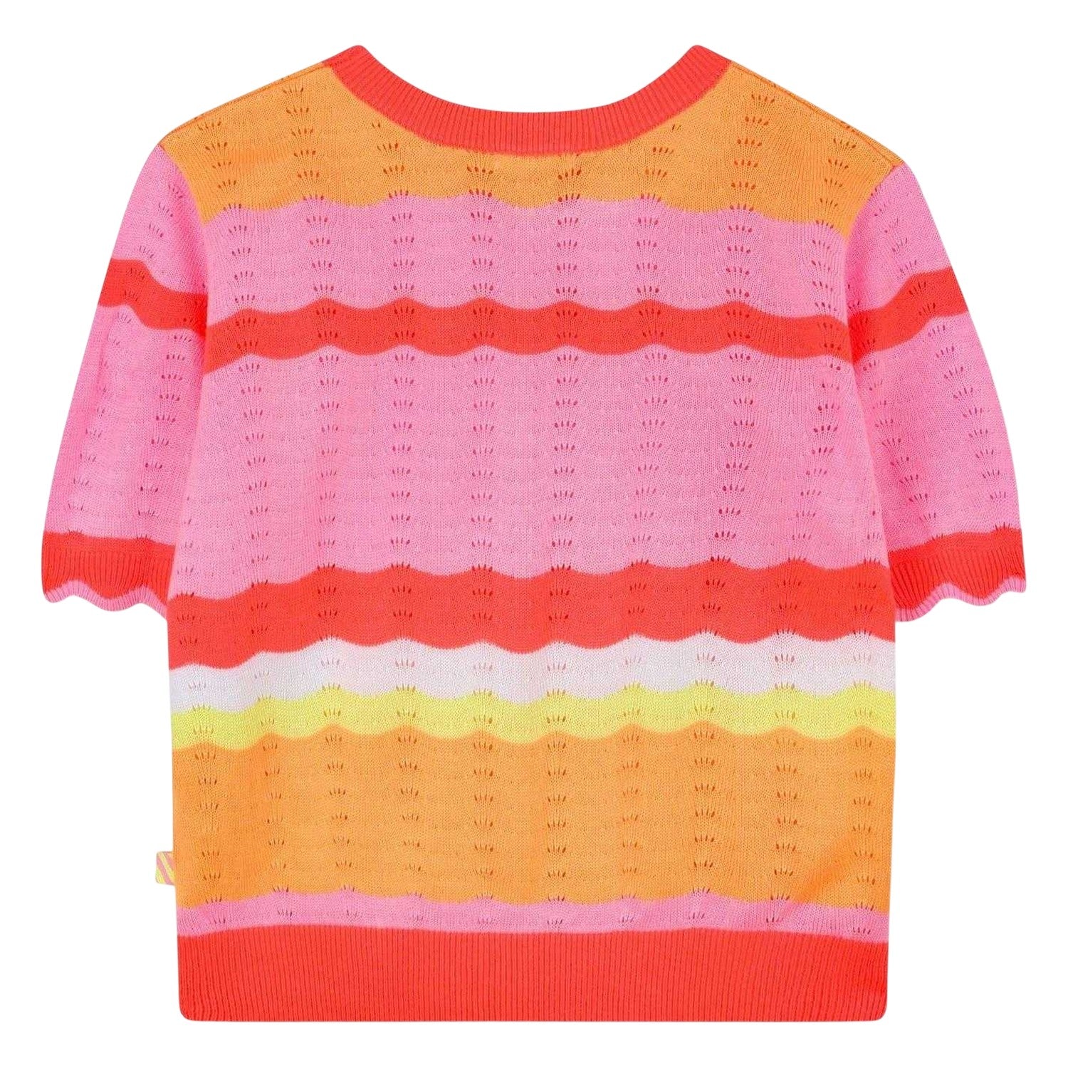 Coral - Back - Billieblush Childrens-Kids Colour Block Stripe T-Shirt