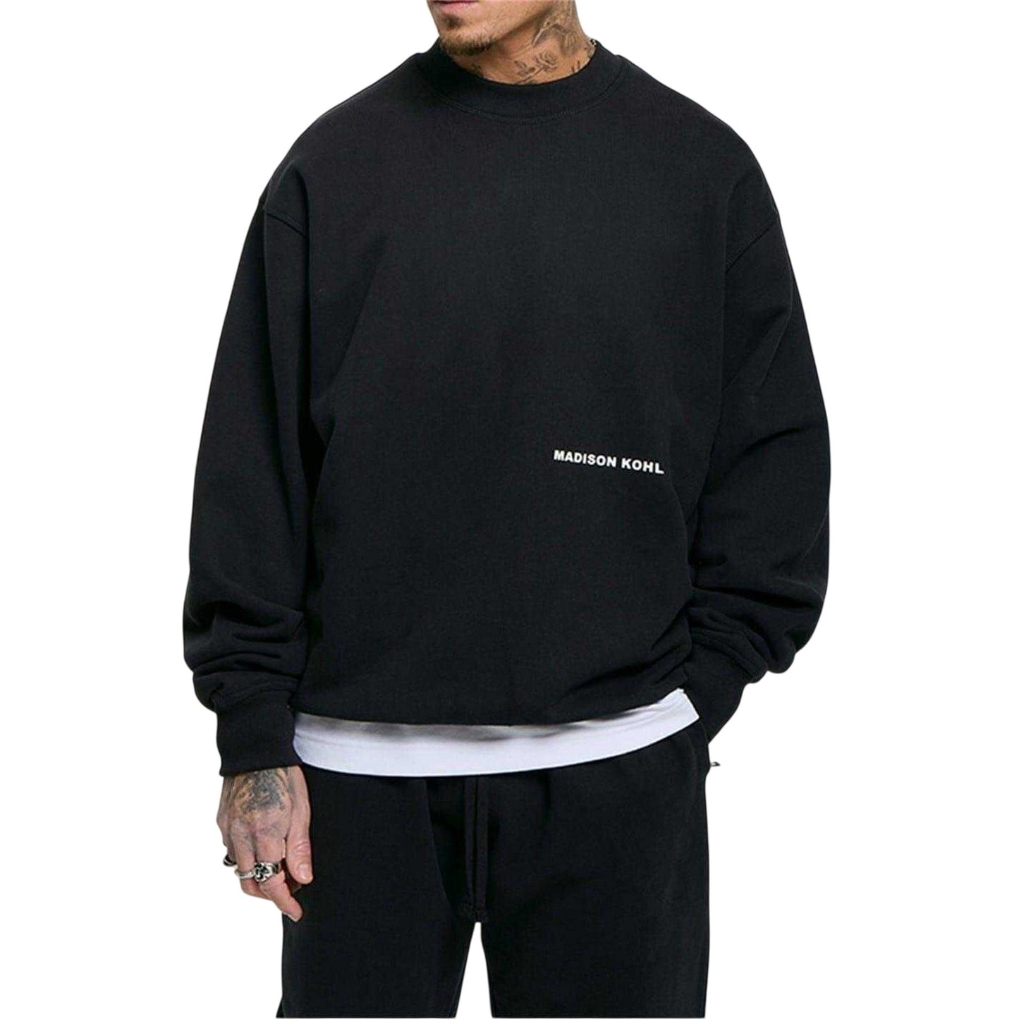 Black - Front - Madison Kohl Mens Core Oversized Sweatshirt