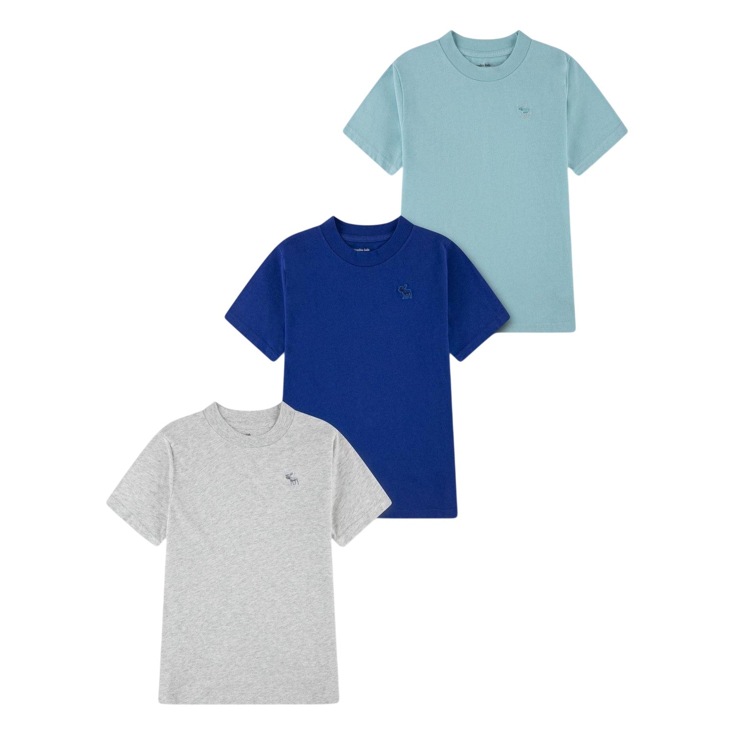 Multicoloured - Front - Abercrombie & Fitch Childrens-Kids Embroidered Logo T-Shirt (Pack of 3)