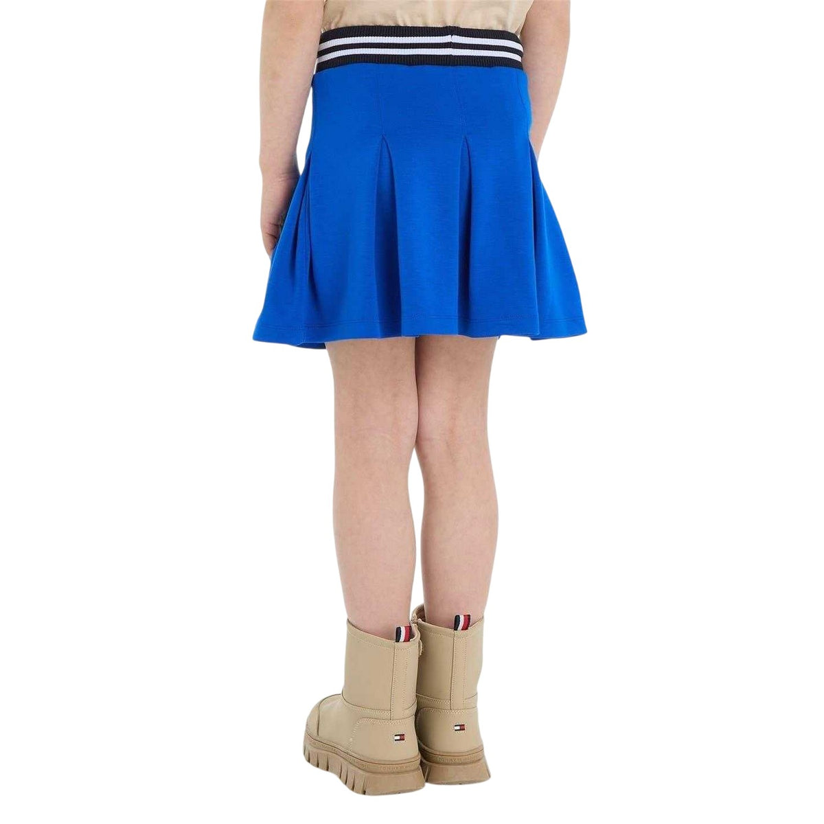 Blue - Back - Tommy Hilfiger Girls EcoVero Pleated Mini Skirt