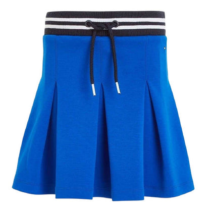 Blue - Front - Tommy Hilfiger Girls EcoVero Pleated Mini Skirt