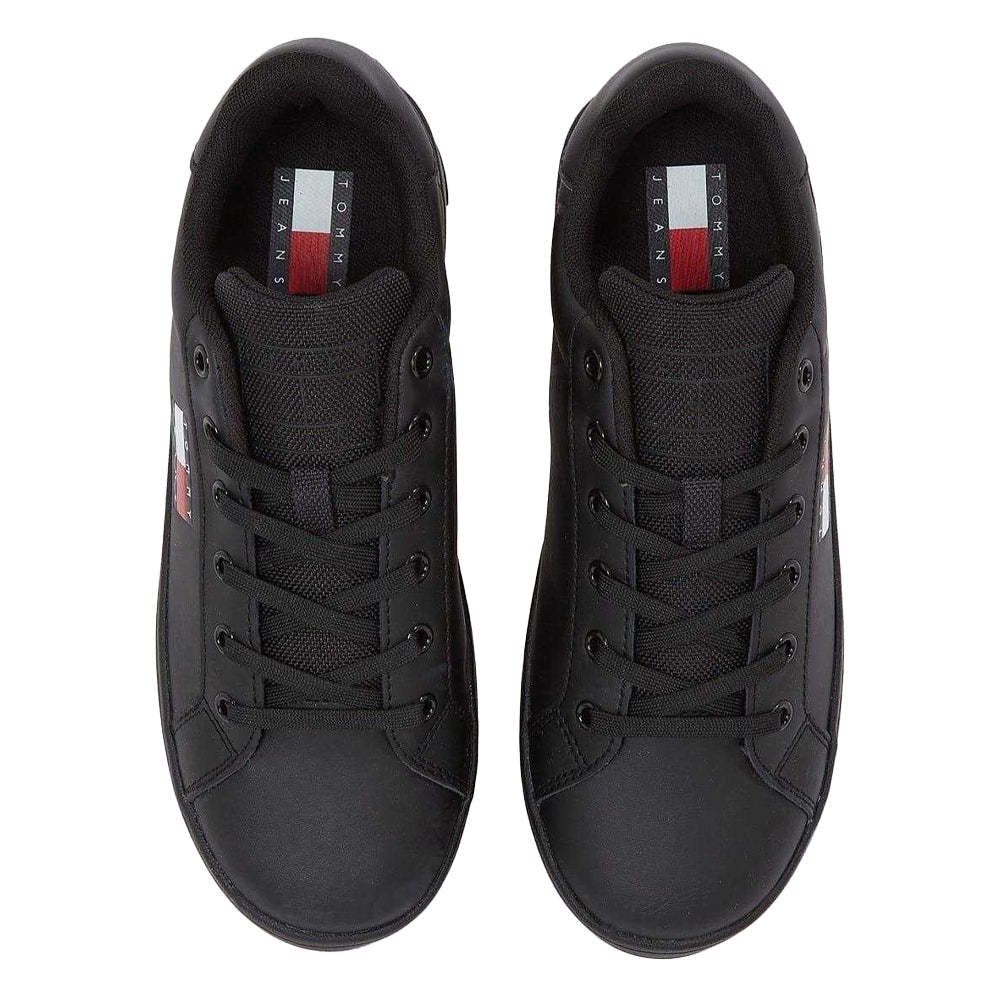Black - Side - Tommy Jeans Womens-Ladies Icon Leather Flatform Trainers