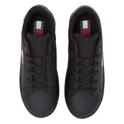 Black - Side - Tommy Jeans Womens-Ladies Icon Leather Flatform Trainers