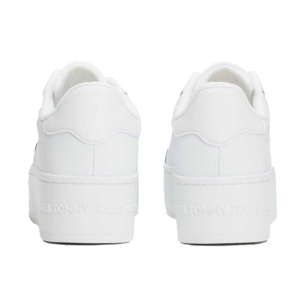 White - Back - Tommy Jeans Womens-Ladies Icon Leather Flatform Trainers