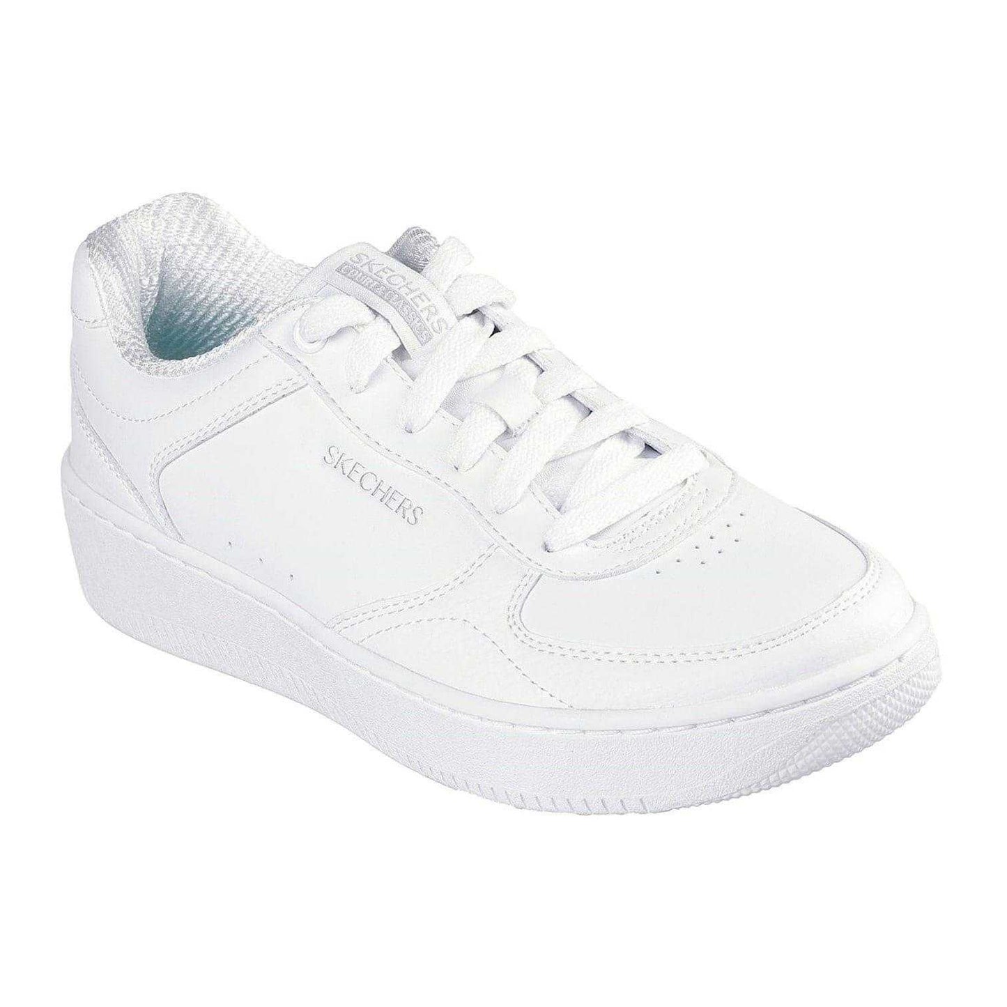 White - Pack Shot - Skechers Womens-Ladies Court Leather Trainers