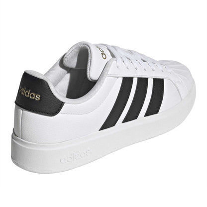 White-Black - Back - Adidas Womens-Ladies Grand Court Stripes Trainers