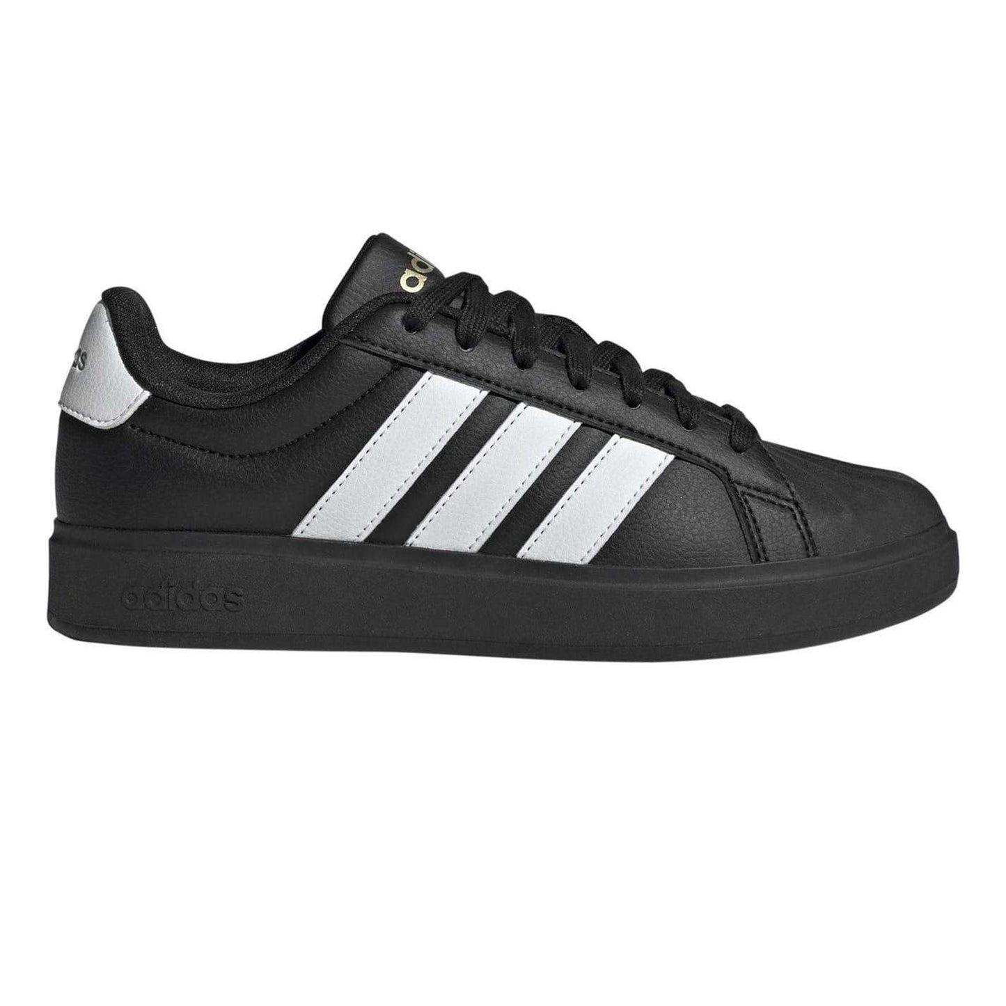Black-White - Front - Adidas Womens-Ladies Grand Court Stripes Trainers