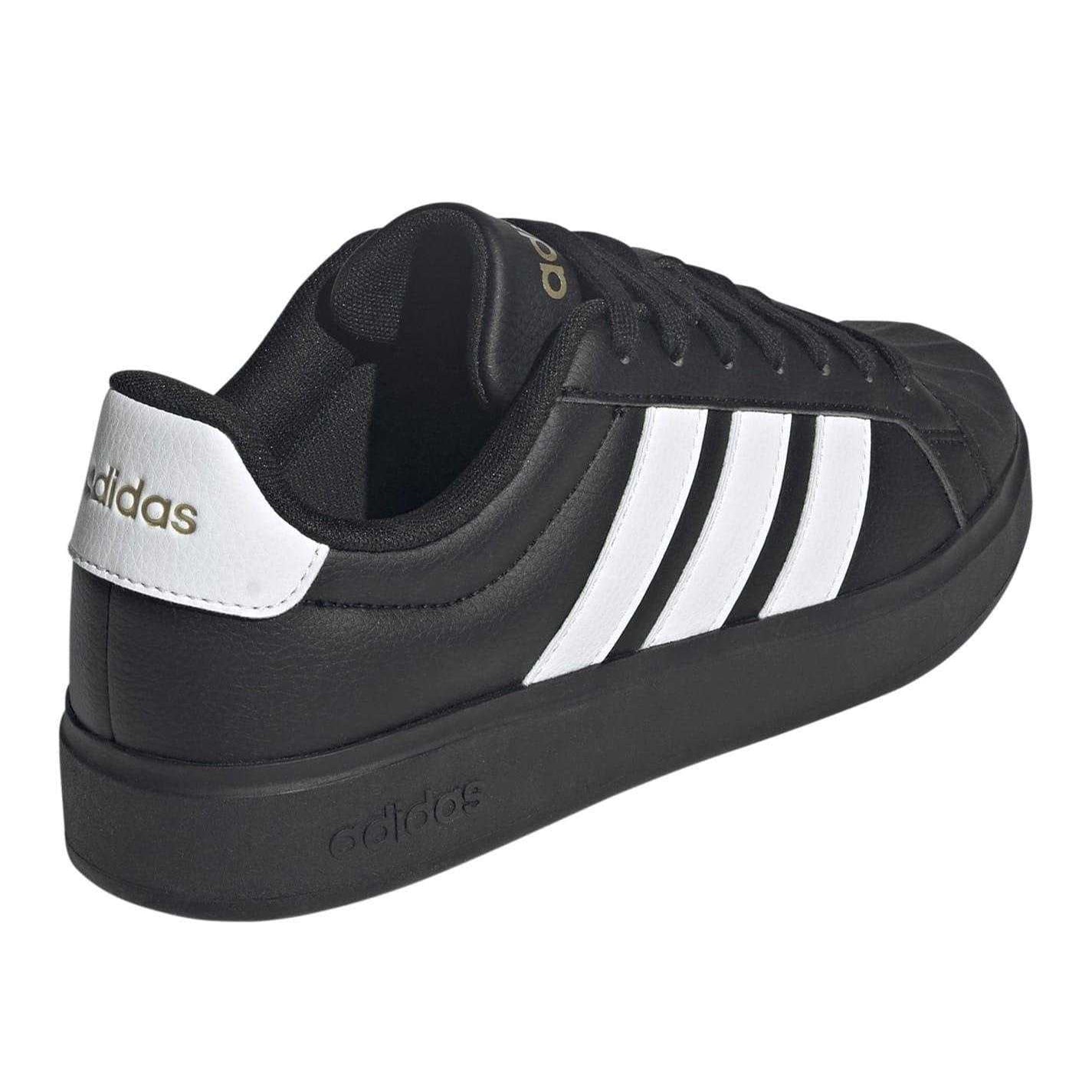 Black-White - Back - Adidas Womens-Ladies Grand Court Stripes Trainers