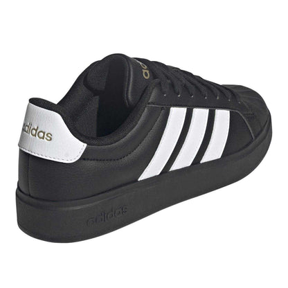 Black-White - Back - Adidas Womens-Ladies Grand Court Stripes Trainers