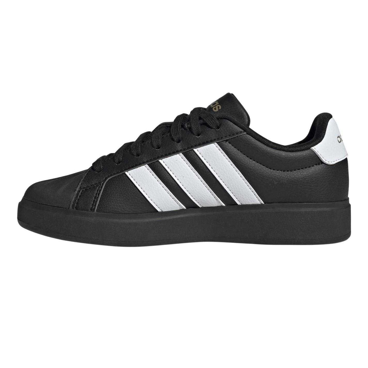Black-White - Lifestyle - Adidas Womens-Ladies Grand Court Stripes Trainers