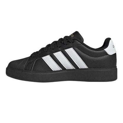 Black-White - Lifestyle - Adidas Womens-Ladies Grand Court Stripes Trainers