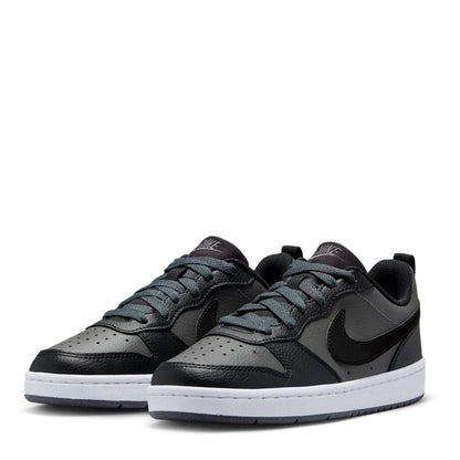 Grey-Black-White - Side - Nike Childrens-Kids Borough Low Recraft Leather Flat Trainers