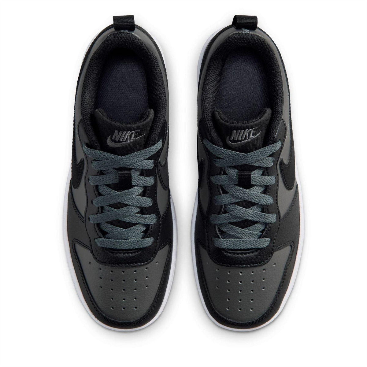 Grey-Black-White - Pack Shot - Nike Childrens-Kids Borough Low Recraft Leather Flat Trainers