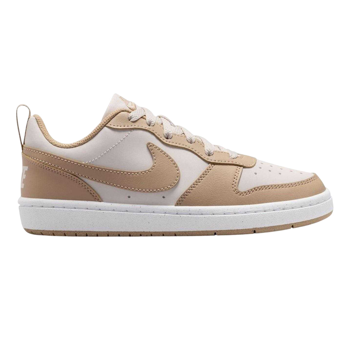 Natural - Front - Nike Childrens-Kids Borough Low Recraft Leather Flat Trainers