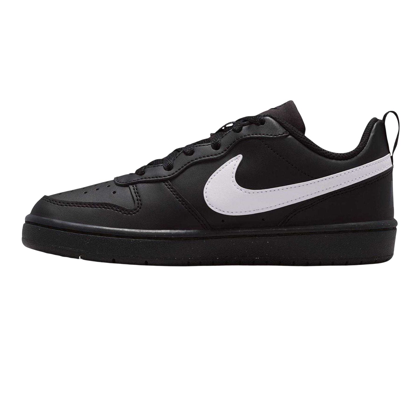 Black-White - Side - Nike Childrens-Kids Borough Low Recraft Leather Flat Trainers