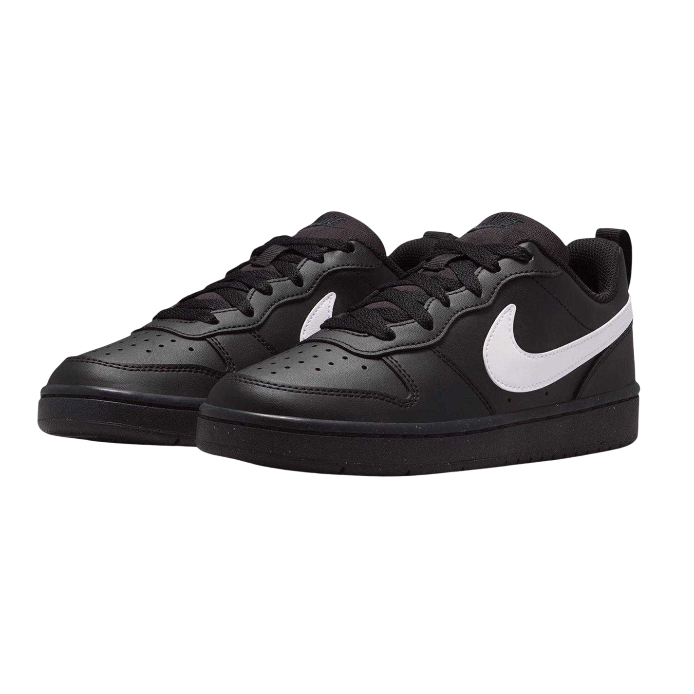 Black-White - Pack Shot - Nike Childrens-Kids Borough Low Recraft Leather Flat Trainers