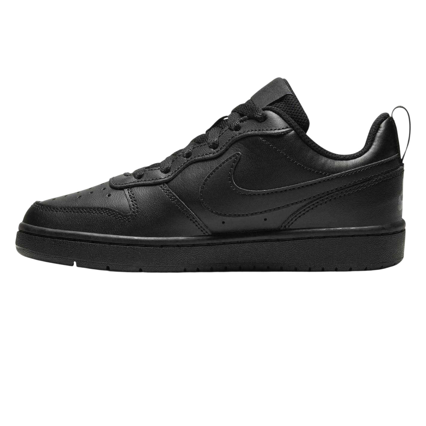 Triple Black - Side - Nike Childrens-Kids Borough Low Recraft Leather Flat Trainers