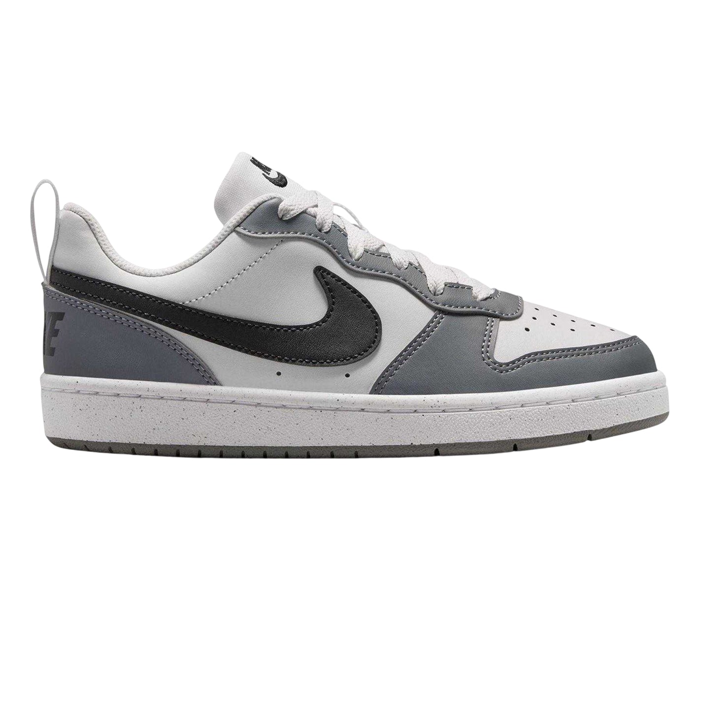 White-Black-Dark Grey-Dark Red - Front - Nike Childrens-Kids Borough Low Recraft Leather Flat Trainers