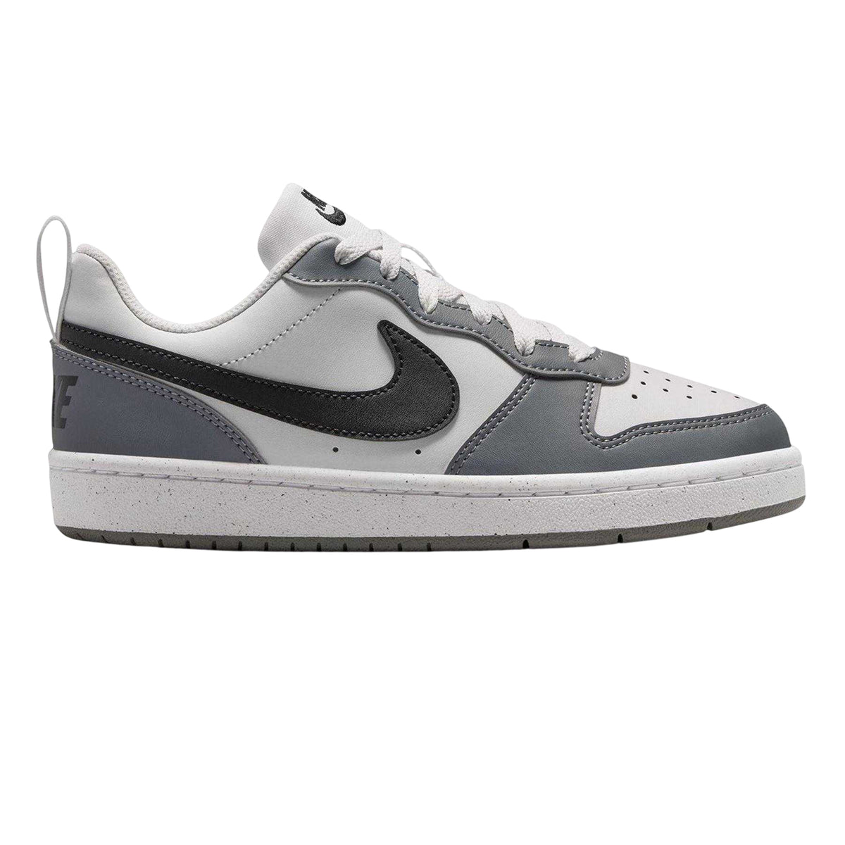 White-Black-Dark Grey-Dark Red - Front - Nike Childrens-Kids Borough Low Recraft Leather Flat Trainers