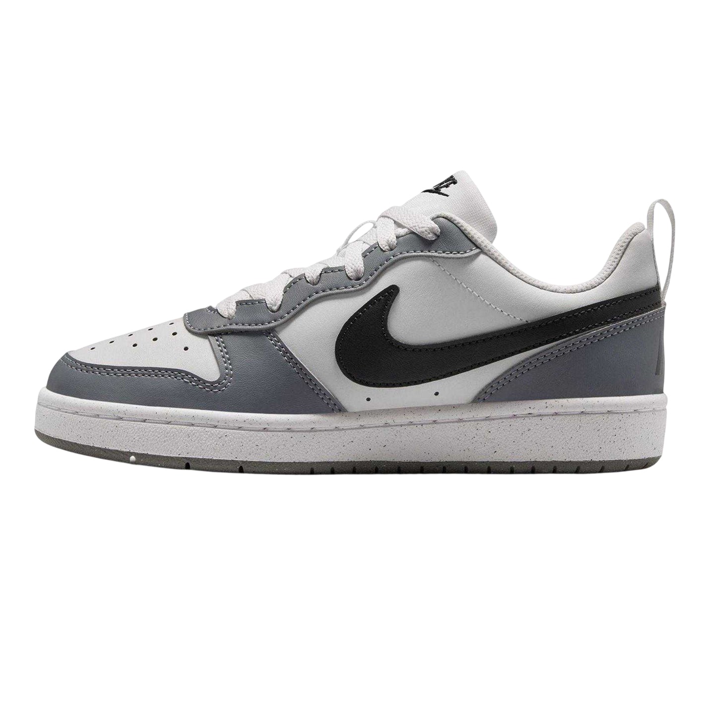White-Black-Dark Grey-Dark Red - Side - Nike Childrens-Kids Borough Low Recraft Leather Flat Trainers
