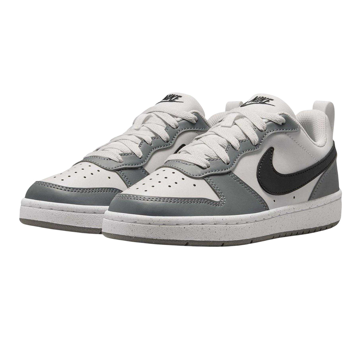 White-Black-Dark Grey-Dark Red - Pack Shot - Nike Childrens-Kids Borough Low Recraft Leather Flat Trainers