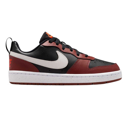 Black-Red - Front - Nike Childrens-Kids Borough Low Recraft Leather Flat Trainers