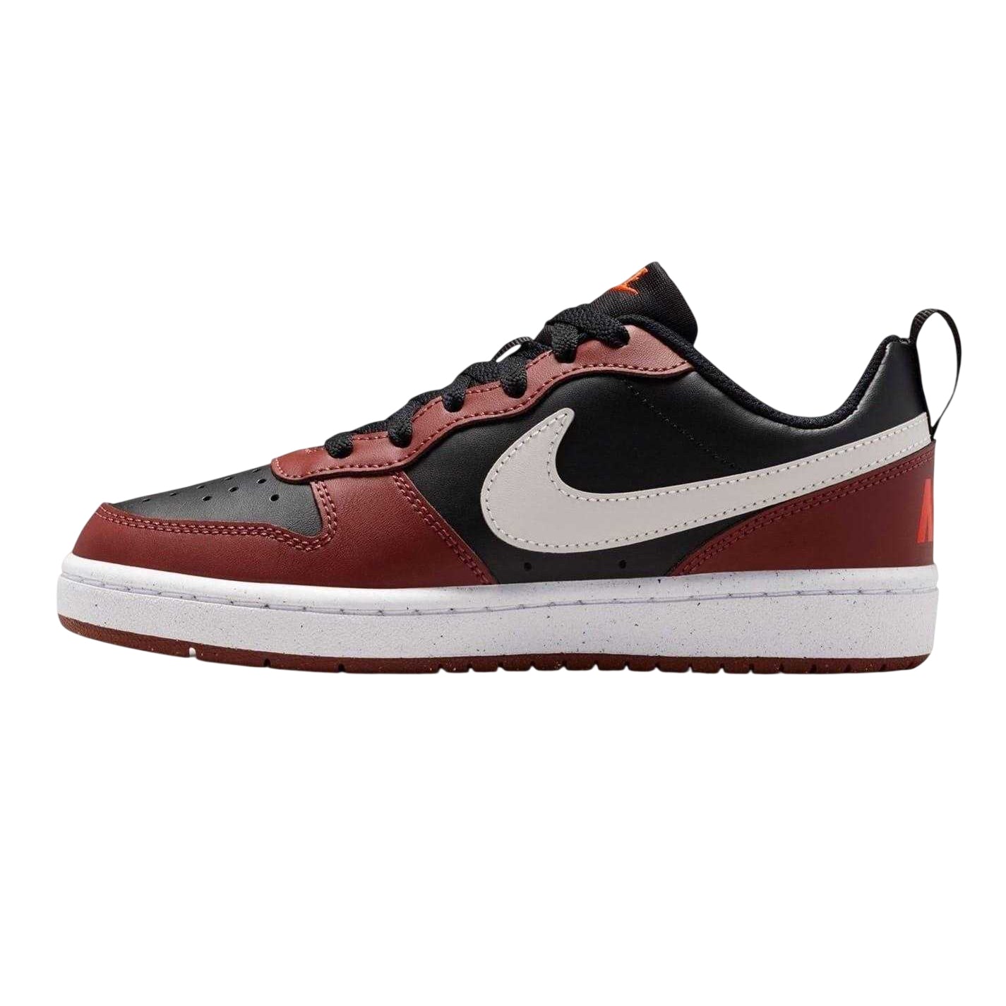 Black-Red - Back - Nike Childrens-Kids Borough Low Recraft Leather Flat Trainers