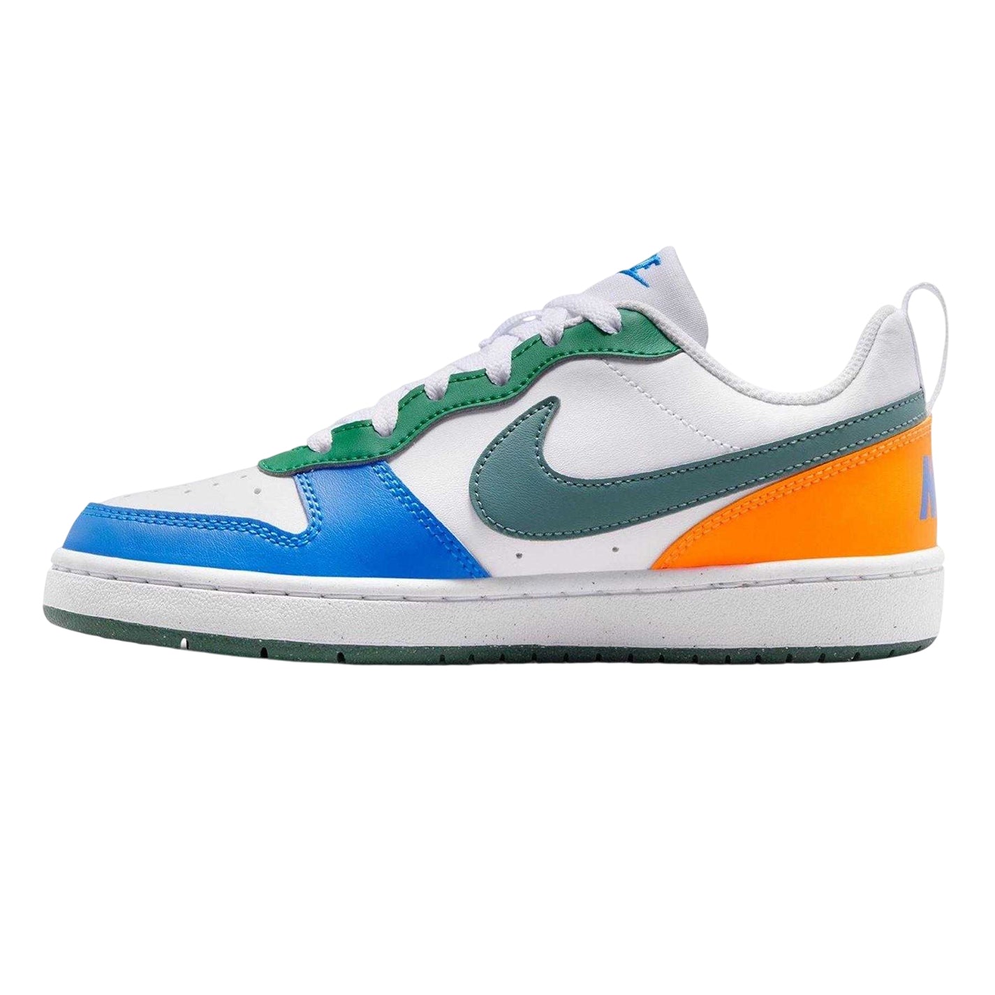 White-Blue-Orange - Side - Nike Childrens-Kids Borough Low Recraft Leather Flat Trainers