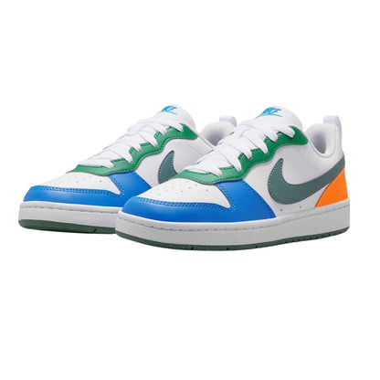 White-Blue-Orange - Pack Shot - Nike Childrens-Kids Borough Low Recraft Leather Flat Trainers
