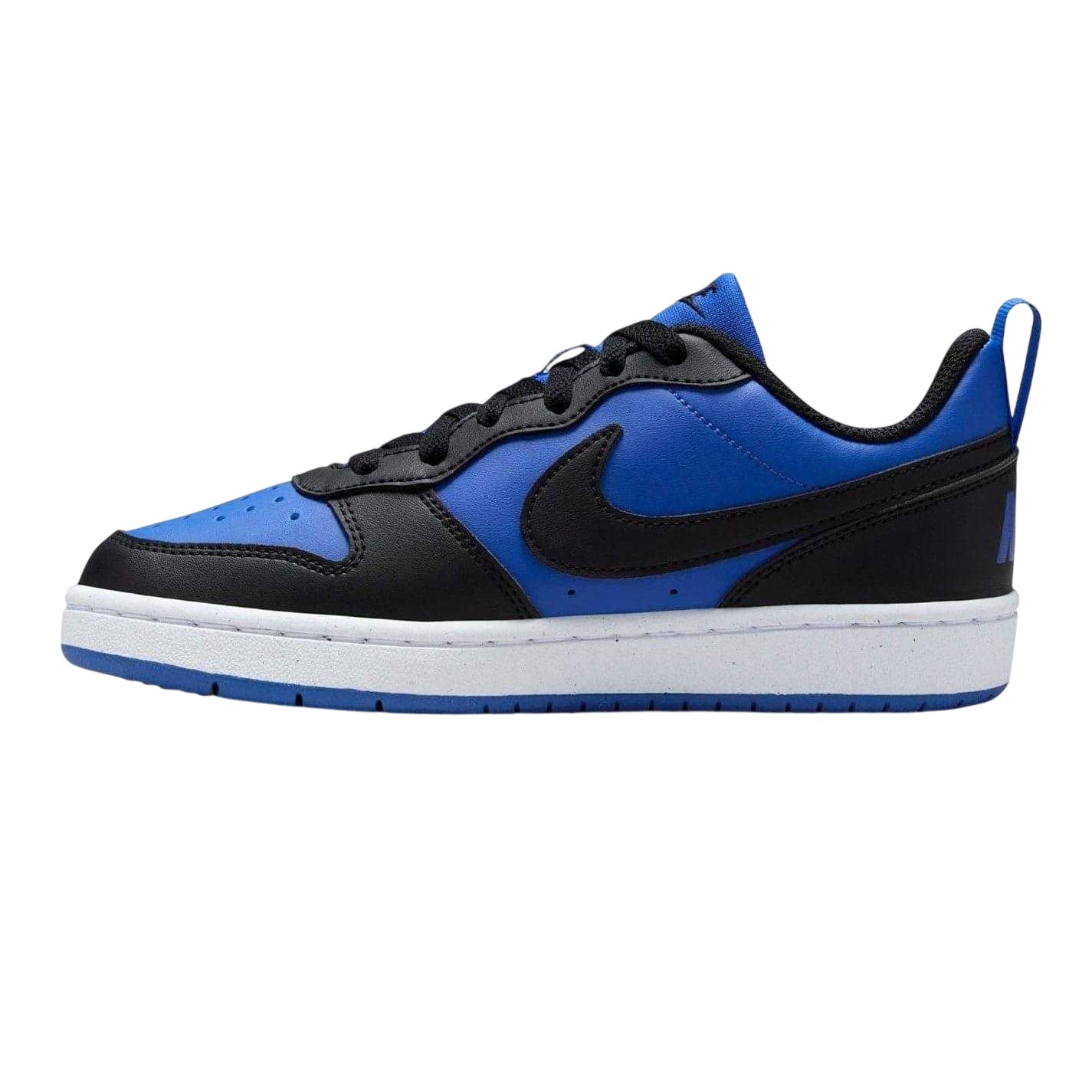 Royal Blue-Black - Side - Nike Childrens-Kids Borough Low Recraft Leather Flat Trainers