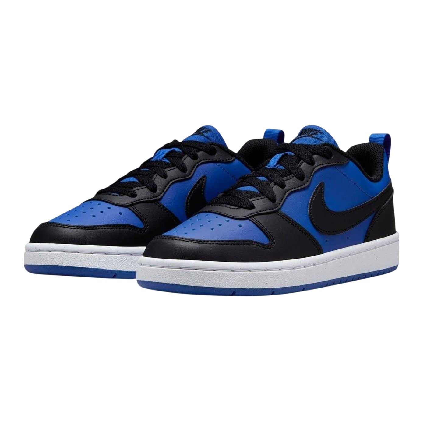 Royal Blue-Black - Pack Shot - Nike Childrens-Kids Borough Low Recraft Leather Flat Trainers